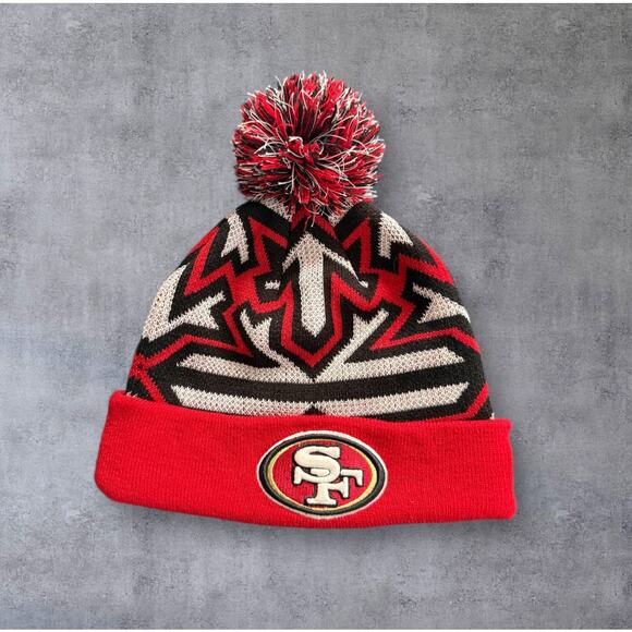 San Francisco 49ers New Era Glowflake Glow in the Dark Red Knit Beanie Hat Cap - Picture 1 of 10